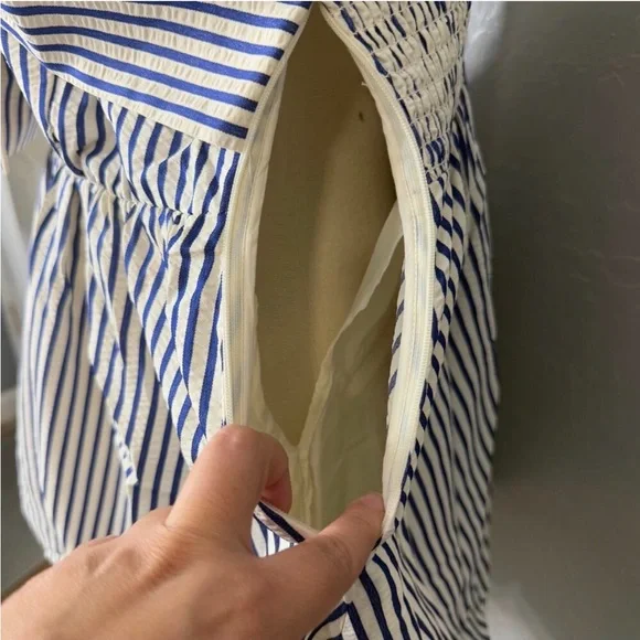 PORRIDGE Sleeveless Twofer Bubble Mini Dress Anthropologie Navy White - Picture 8 of 10